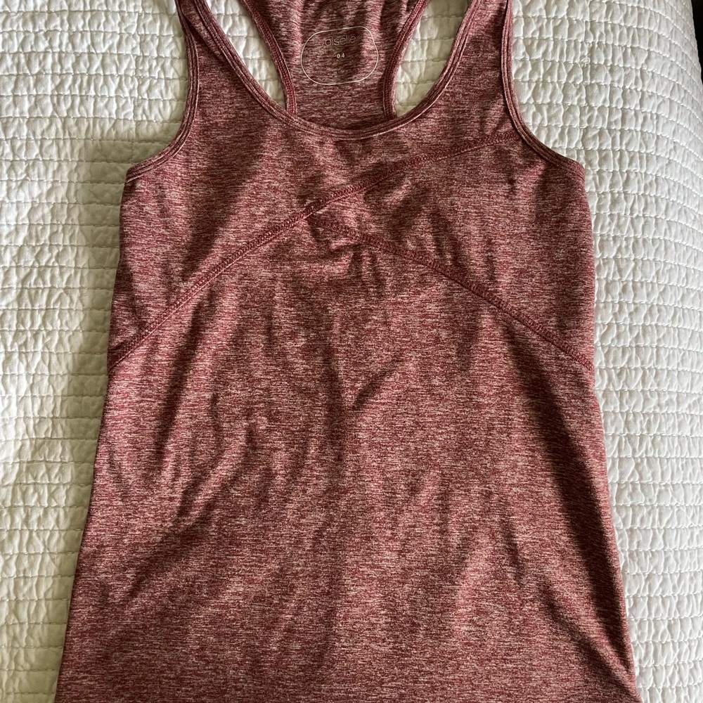 Oiselle Heather Red Fitted Cut Out Sleeveless Tank Top